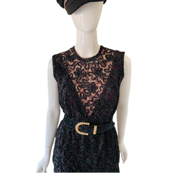 Vtg 60’s Mod Chic Black Chiffon Designer Jumpsuit - Picture 4 of 9